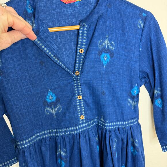 Vishudh Blue Fit and Flare 100% Cotton Dress Small - Picture 4 of 13